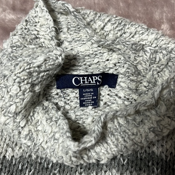Chaps turtleneck sweater, size large, grey and white - Picture 2 of 2